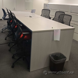 Grey Standing Height Collaboration Harvest Table w Power Grommet